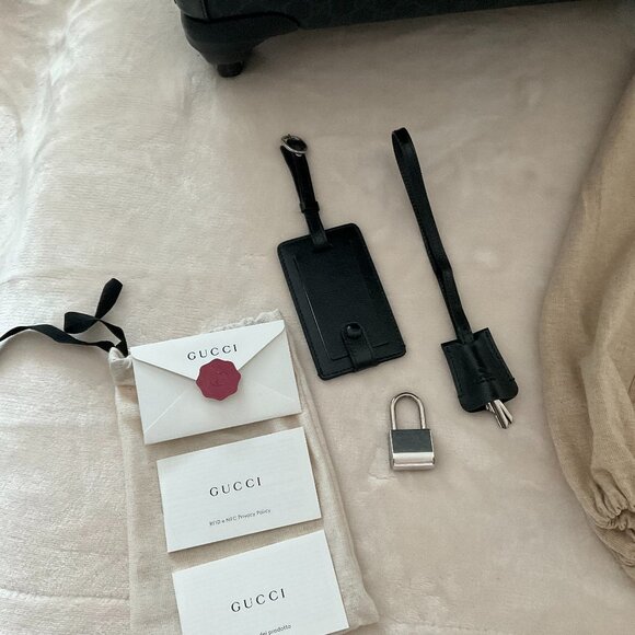 Gucci Black Azalea GG Canvas Supreme Rolling Trolley Luggage - Picture 11 of 12